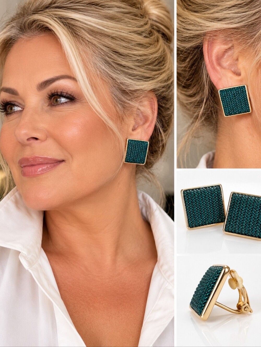 Weekender 1980's Vintage Emerald Clip On Earrings